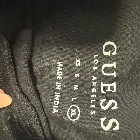 GUESS Men’s Black T-Shirt with Gold Embroidery Logo - Picture 2 of 4